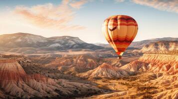 AI generated Hot air balloons over canyon landscape photo