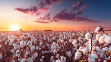 AI generated Cotton plants in full bloom during summer photo