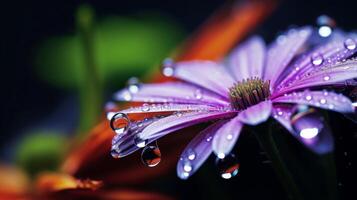 AI generated Water drops on the petals of a gerbera flower photo