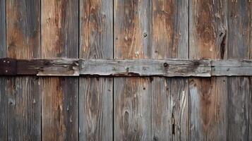 ai generado un Clásico portón con agrietado madera y oxidado metal detalles foto