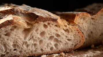 AI generated A crusty and golden artisanal bread in a close up shot photo