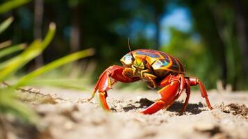 AI generated Hermit crab enjoys frisbee play. photo