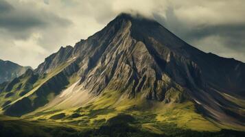 ai generado panorámico ver de escabroso montaña cresta foto