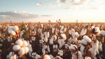 AI generated Mature cotton plants bearing white bolls photo