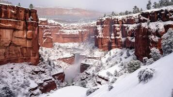 ai generado cañón y nevada antecedentes con blanco y gris colores foto