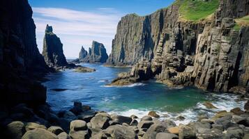 AI generated Coastal Scenery with Impressive Rock Formations photo