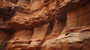 AI generated A wide-angle shot of a canyon landscape showing the depth and texture of the rock walls photo