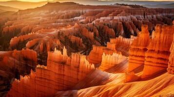 AI generated Hoodoos and amphitheaters in national park at sunset photo