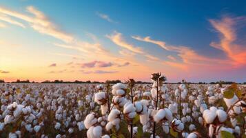 AI generated Cotton crop at peak growth in a summer landscape photo