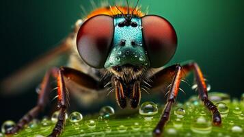 ai generado un cerca arriba foto de varios tipos de insectos, con un contraste Entre su tamaños, alas, y cuerpos