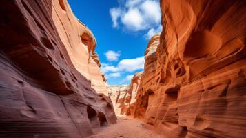 AI generated Dramatic landscape of a slot canyon and sky photo