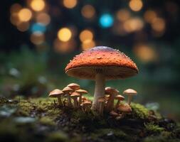AI generated Mushroom in background photo