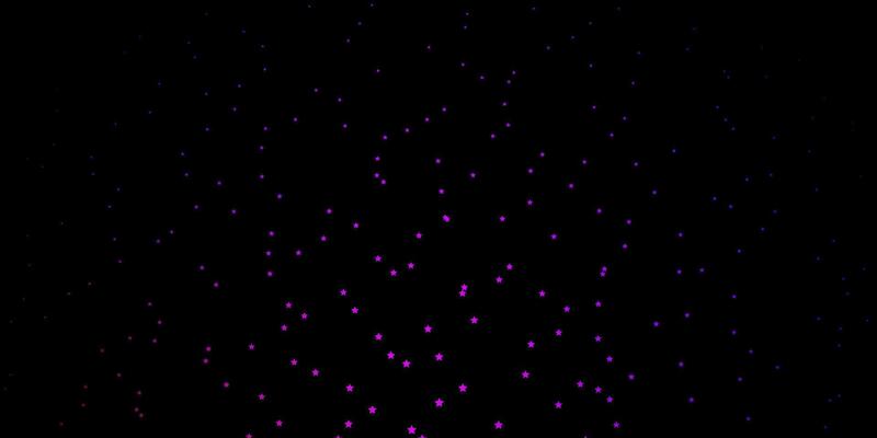 Dark Purple vector background with colorful stars.