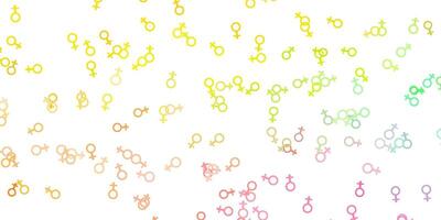 Light Green, Red vector backdrop with woman's power symbols.