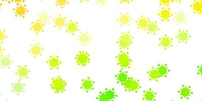 Light green, red vector background with covid-19 symbols.