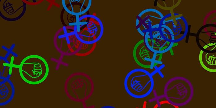 Light Multicolor vector pattern with feminism elements.