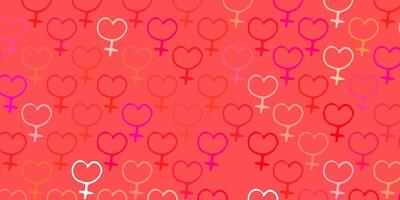 Light Pink vector texture with women's rights symbols.