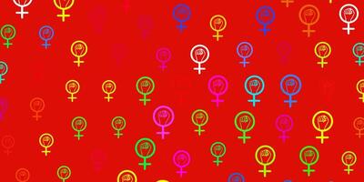 patrón de vector multicolor claro con elementos de feminismo.