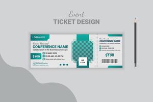 Annual program corporate business event ticket design, modern template vector