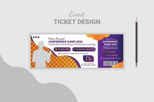 Annual program corporate business event ticket design, modern template vector