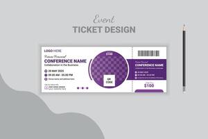 Annual program corporate business event ticket design, modern template vector