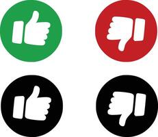 Thumbs up and thumb down icon set. Like and dislike icons Flat style vector