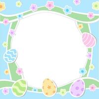 Blank easter frame vector with Easter eggs and flower for text placement, decoration, copy space in pastel color