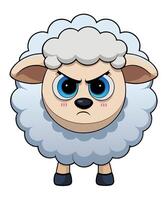 Fluffy sheep with an angry face vector