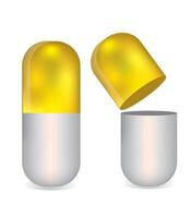 yellow  Pill flat icon isolated on white background. vector