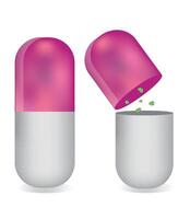 pink  Pill flat icon isolated on white background. vector