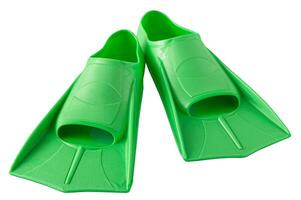 Green flippers for summer swimming in the sea and in the pool. Sports equipment isolated. photo