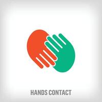 Creative handshake connection logo. Uniquely designed color transitions. Agreement, unity and support logo template moving towards the top. vector. vector