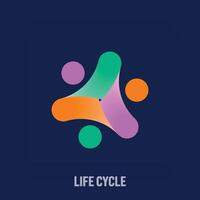 Creative family lineage and life cycle line logo. Uniquely designed color transitions. Development and togetherness vector logo template.