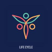 Creative family lineage and life cycle line logo. Uniquely designed color transitions. Development and togetherness vector logo template.