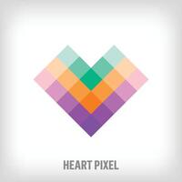 Creative pixelated heart logo. Uniquely designed color transitions. Digital love and romantic logo template moving towards the top. vector. vector