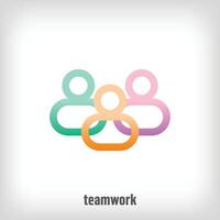 Creative teamwork line logo. Uniquely designed color transitions. Teamwork and partnership vector logo template.