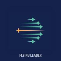 Creative flying leader and splash star logo. Uniquely designed color transitions. Development, success and team vector logo template.