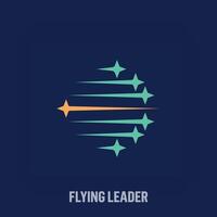 Creative flying leader and splash star logo. Uniquely designed color transitions. Development, success and team vector logo template.