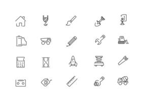 Set of line icons related to labor vector