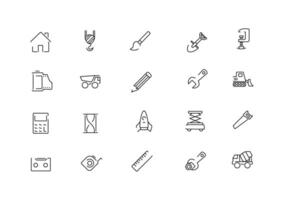 Set of line icons related to labor vector