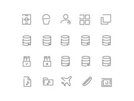 Set of line icons related to database vector