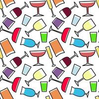 Seamless pattern with different types of cocktails vector