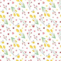 cute spring seamless vector pattern with flowers