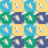 Seamless geometric pattern with flowers in quilt technique vector
