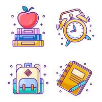 Cartoon style school supplies set vector