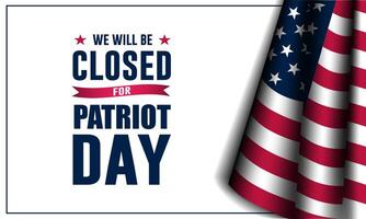 Patriot Day September 11th with we will be closed text background vector illustration