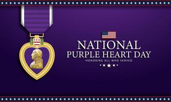 National Purple Heart Day August 7 Background Vector Illustration