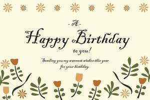 Floral happy birthday template card vector