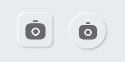 Camera solid icon in neomorphic design style. Capture buttons signs vector illustration.