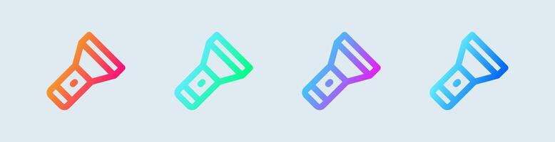 Flashlight line icon in gradient colors. Torch signs vector illustration.